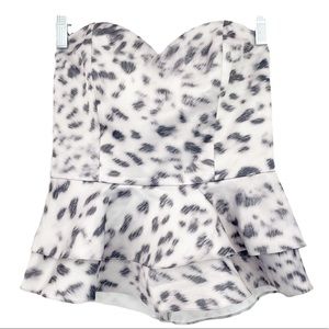 Jay Godfrey Strapless Top Leopard Animal Print Peplum 2